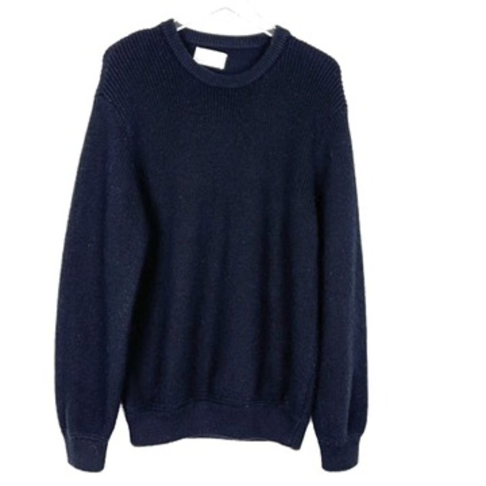 Zara Origins Heavyweight Chunky Crewneck Sweater. Midnight Blue. Men's Size XL